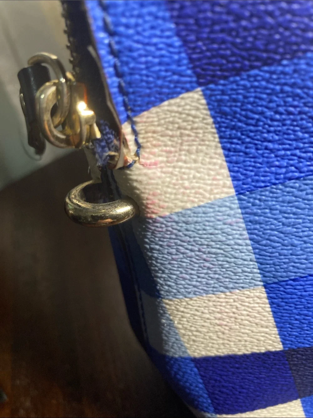 kate spade Blue and White Gingham Dome Satchel